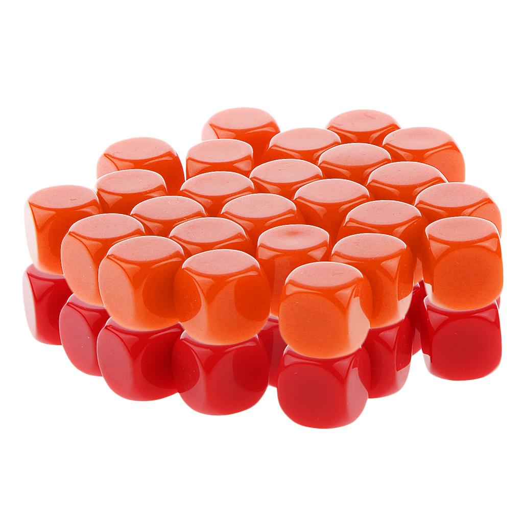 50 Pieces Opaque Blank Six Sided Dice D6 for D&D RPG Gaming Red and Orange