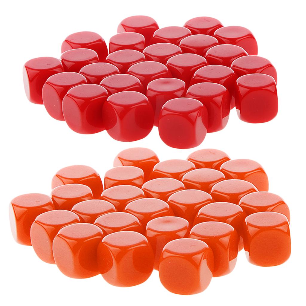 50 Pieces Opaque Blank Six Sided Dice D6 for D&D RPG Gaming Red and Orange