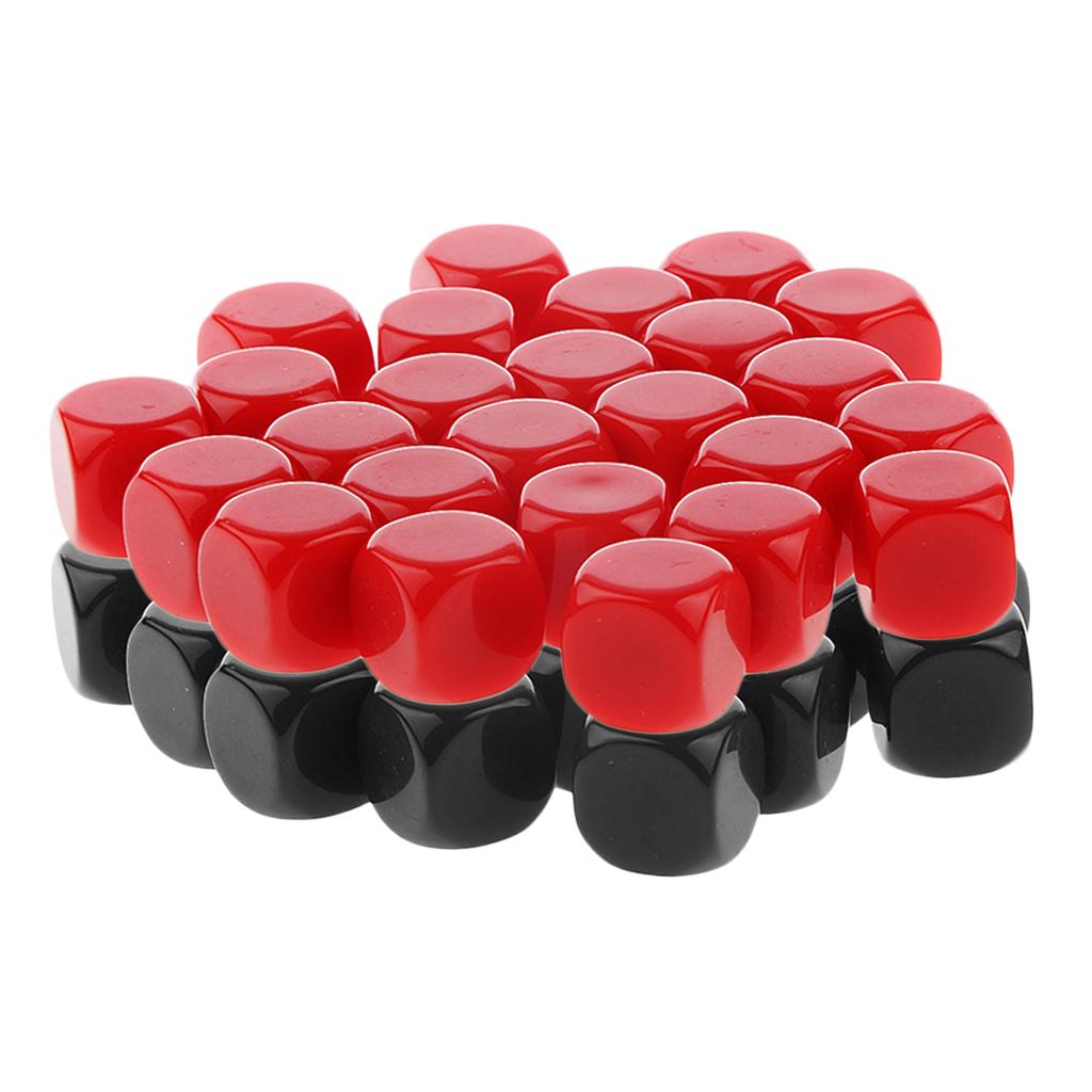50 Pieces Opaque Blank Six Sided Dice D6 for D&D RPG Gaming Red and Black