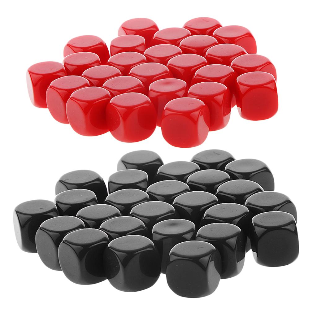 50 Pieces Opaque Blank Six Sided Dice D6 for D&D RPG Gaming Red and Black