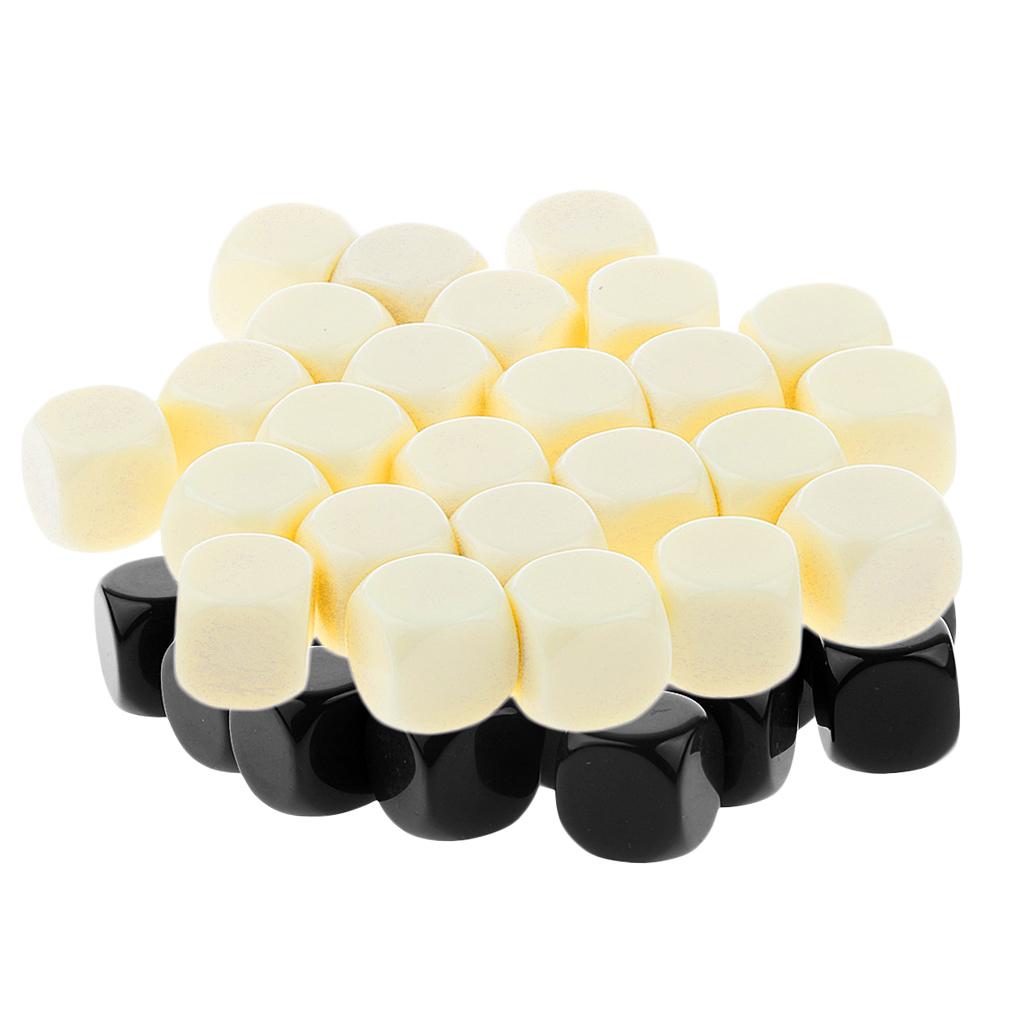 50 Pieces Opaque Blank Six Sided Dice D6 for D&D RPG Gaming Black and Beige