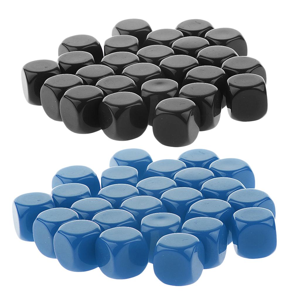 50 Pieces Opaque Blank Six Sided Dice D6 for D&D RPG Gaming Black and Blue