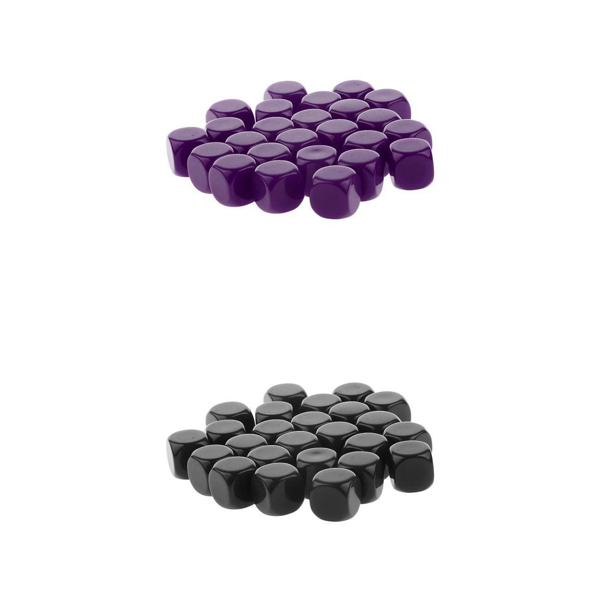 50 Pieces Opaque Blank Six Sided Dice D6 for D&D RPG Gaming Black and Purple