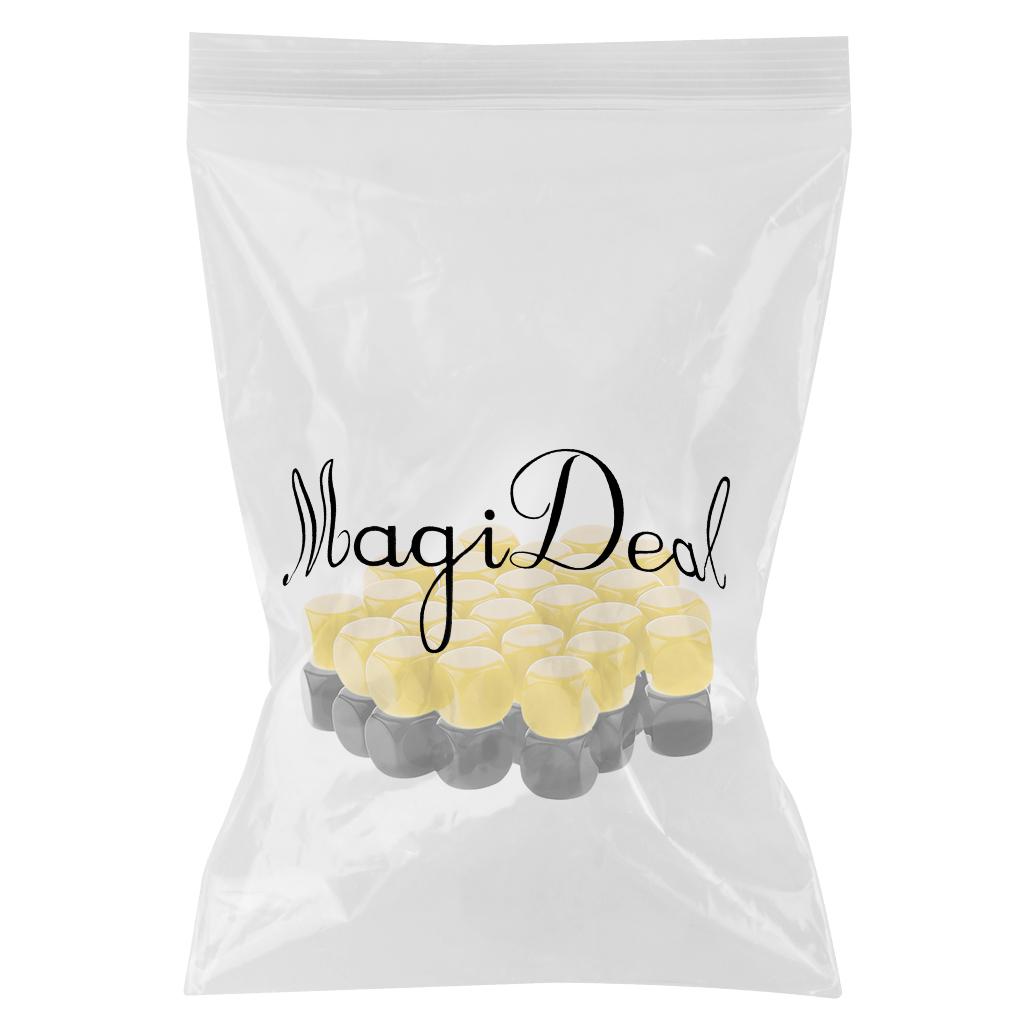 50 Pieces Opaque Blank Six Sided Dice D6 for D&D RPG Gaming Black and Yellow