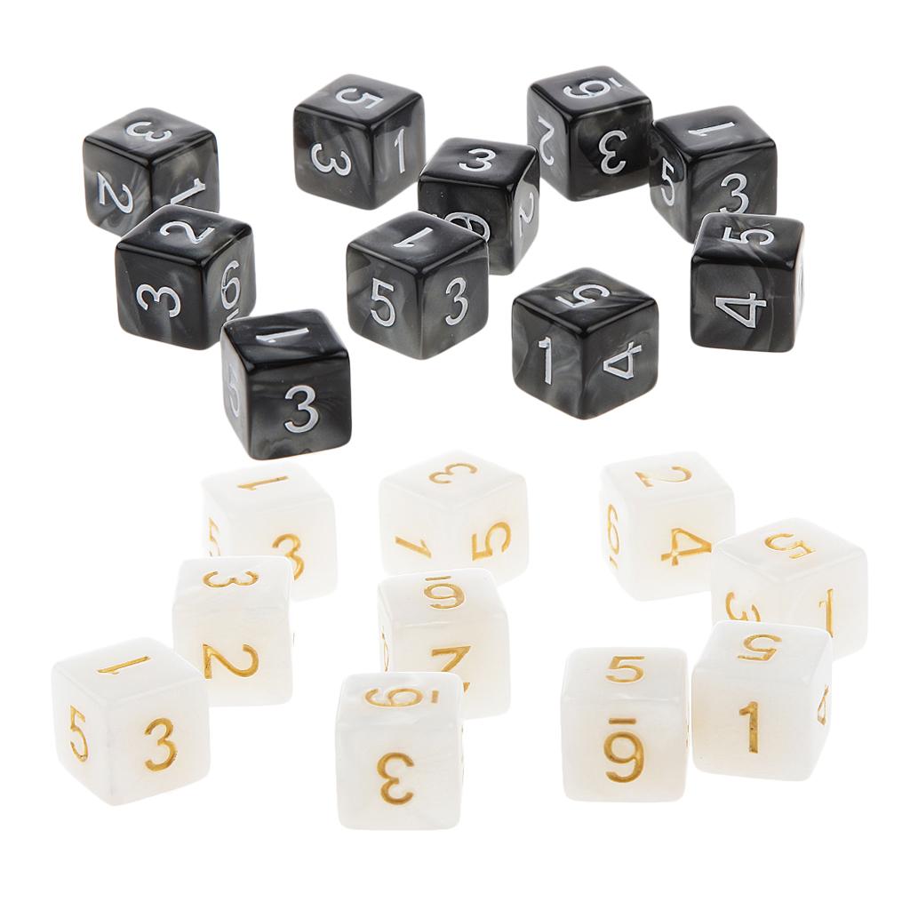 20Piece Six Sided Dice D6 for Playing D&D RPG Party Game Black and White