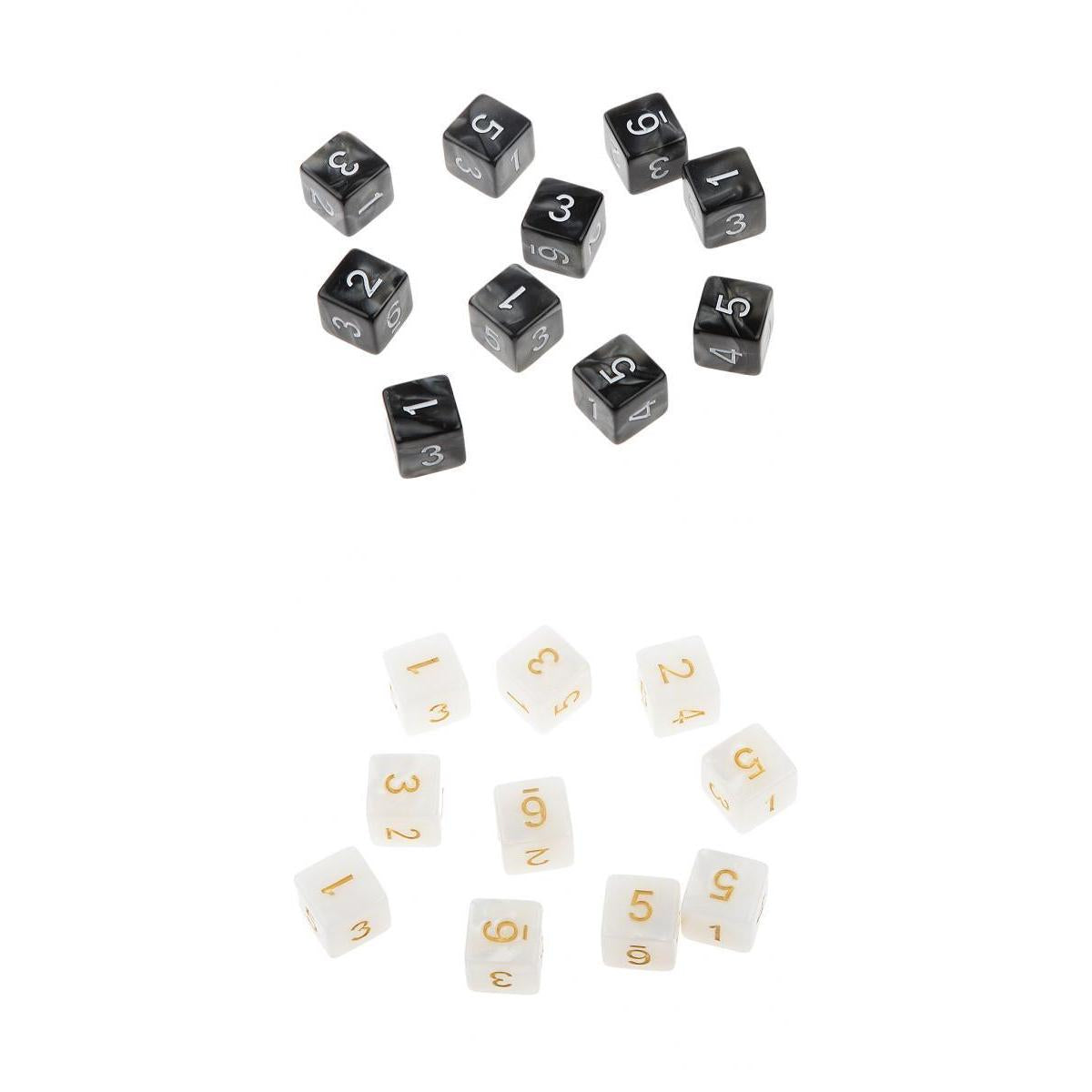20Piece Six Sided Dice D6 for Playing D&D RPG Party Game Black and White