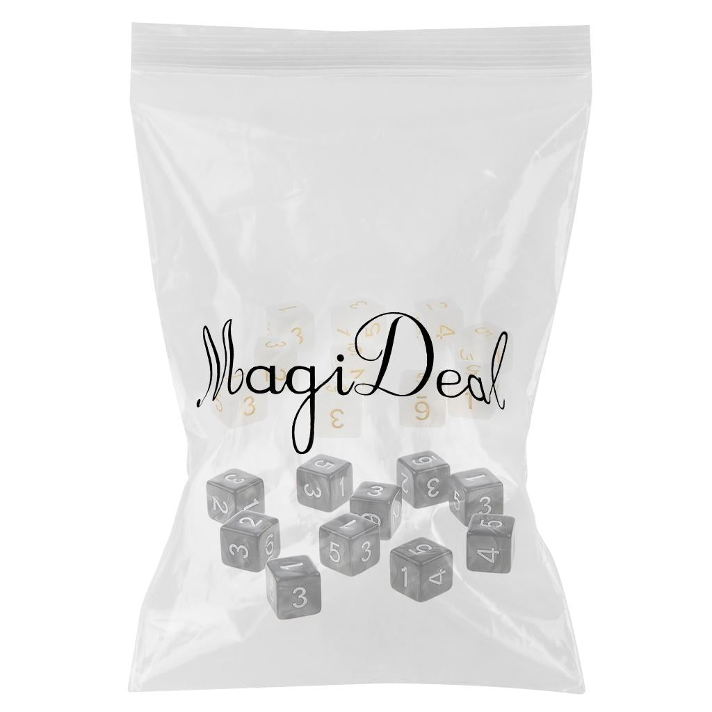 20Piece Six Sided Dice D6 for Playing D&D RPG Party Game Black and White