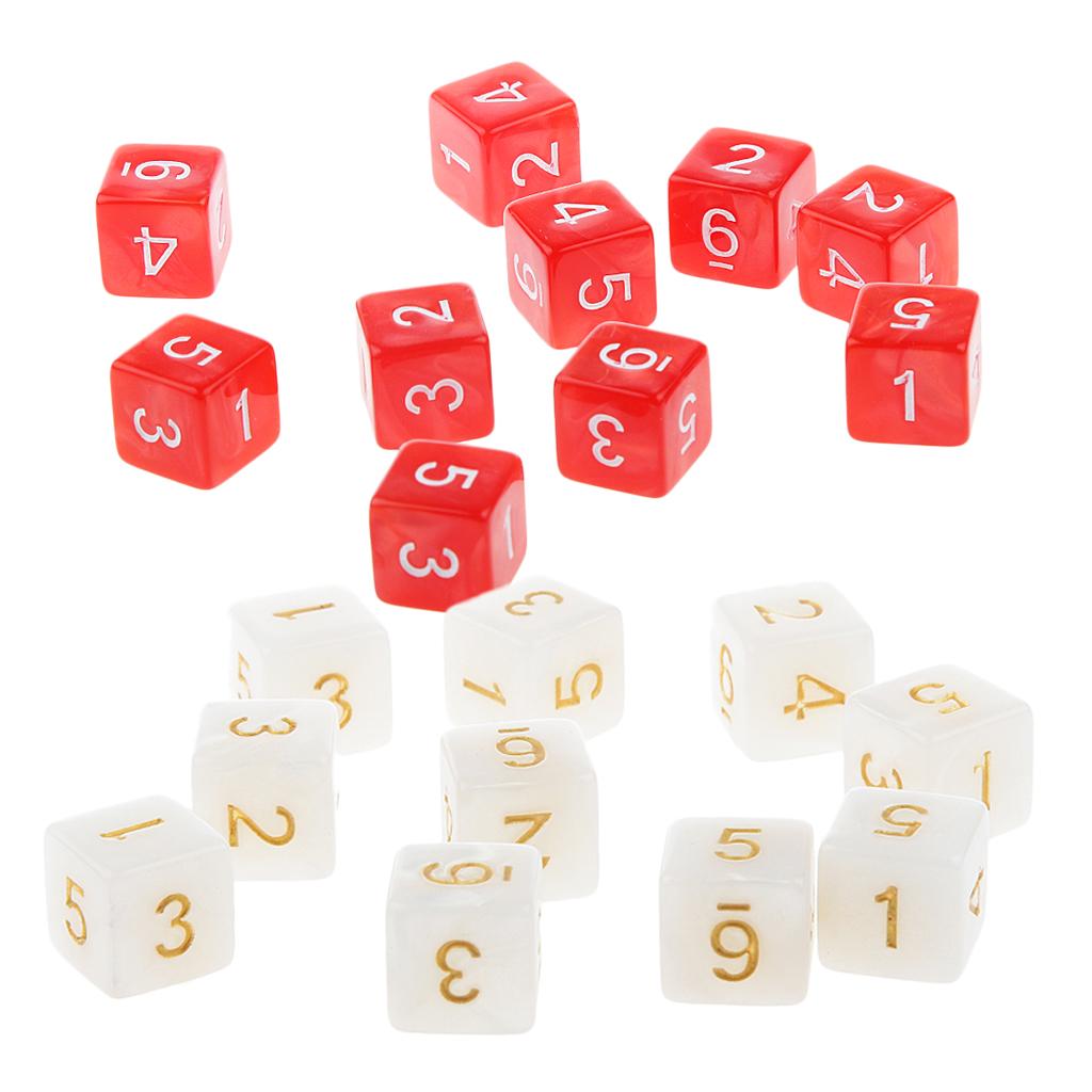 20Piece Six Sided Dice D6 for Playing D&D RPG Party Game White and Red