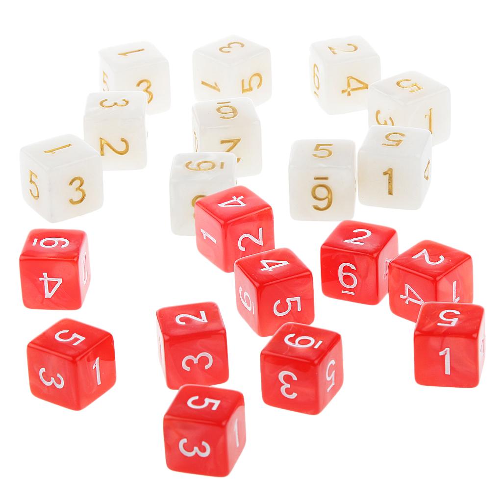20Piece Six Sided Dice D6 for Playing D&D RPG Party Game White and Red