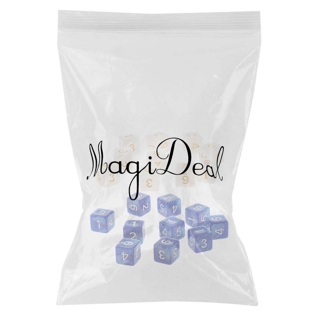 20Piece Six Sided Dice D6 for Playing D&D RPG Party Game White and Blue