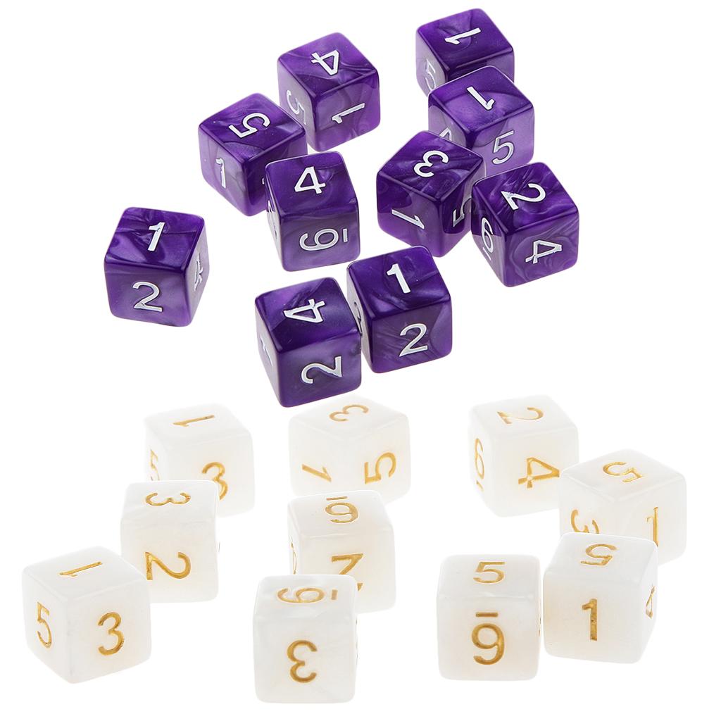 20Piece Six Sided Dice D6 for Playing D&D RPG Party Game White and Purple