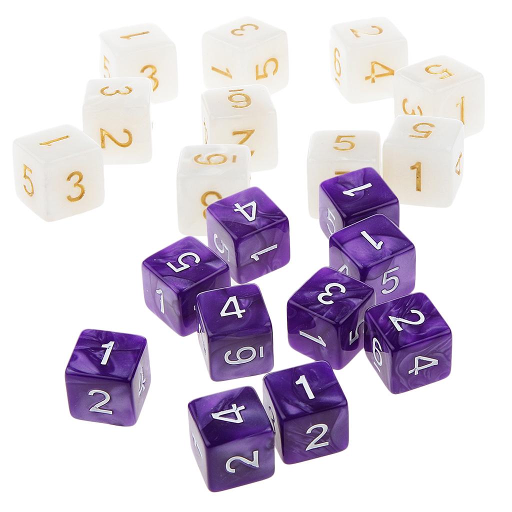 20Piece Six Sided Dice D6 for Playing D&D RPG Party Game White and Purple