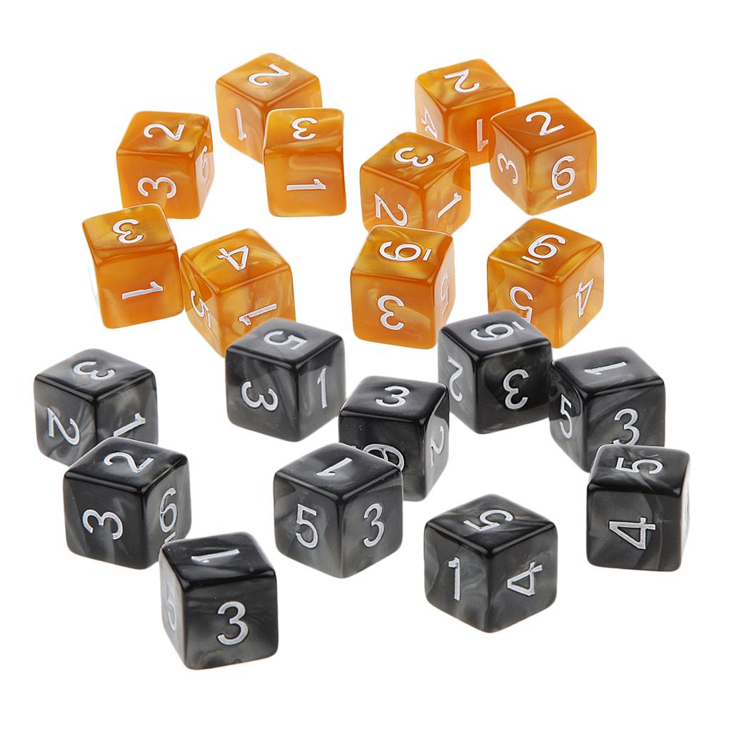 20Piece Six Sided Dice D6 for Playing D&D RPG Party Game Coffee and Black
