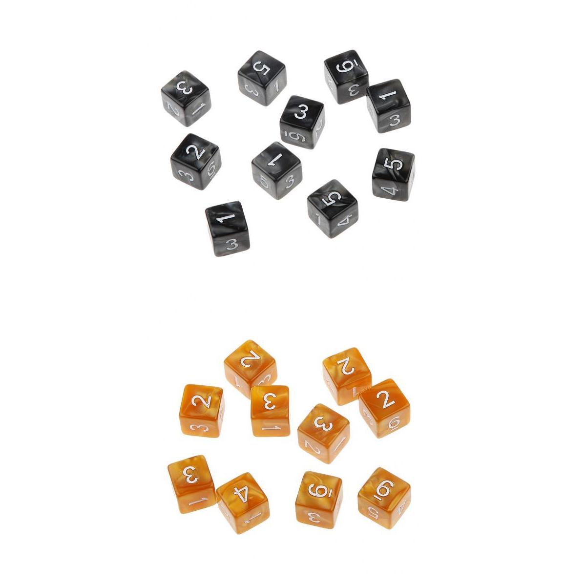 20Piece Six Sided Dice D6 for Playing D&D RPG Party Game Coffee and Black
