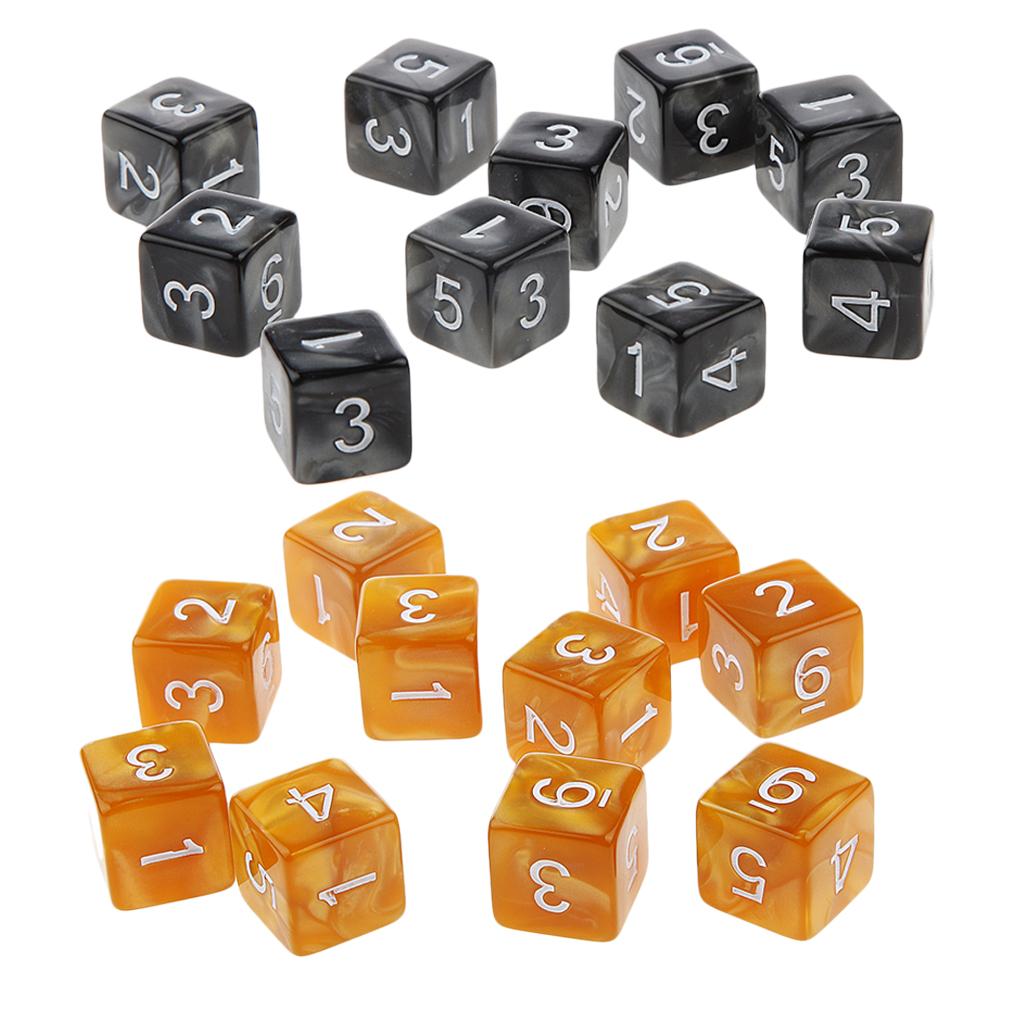 20Piece Six Sided Dice D6 for Playing D&D RPG Party Game Coffee and Black