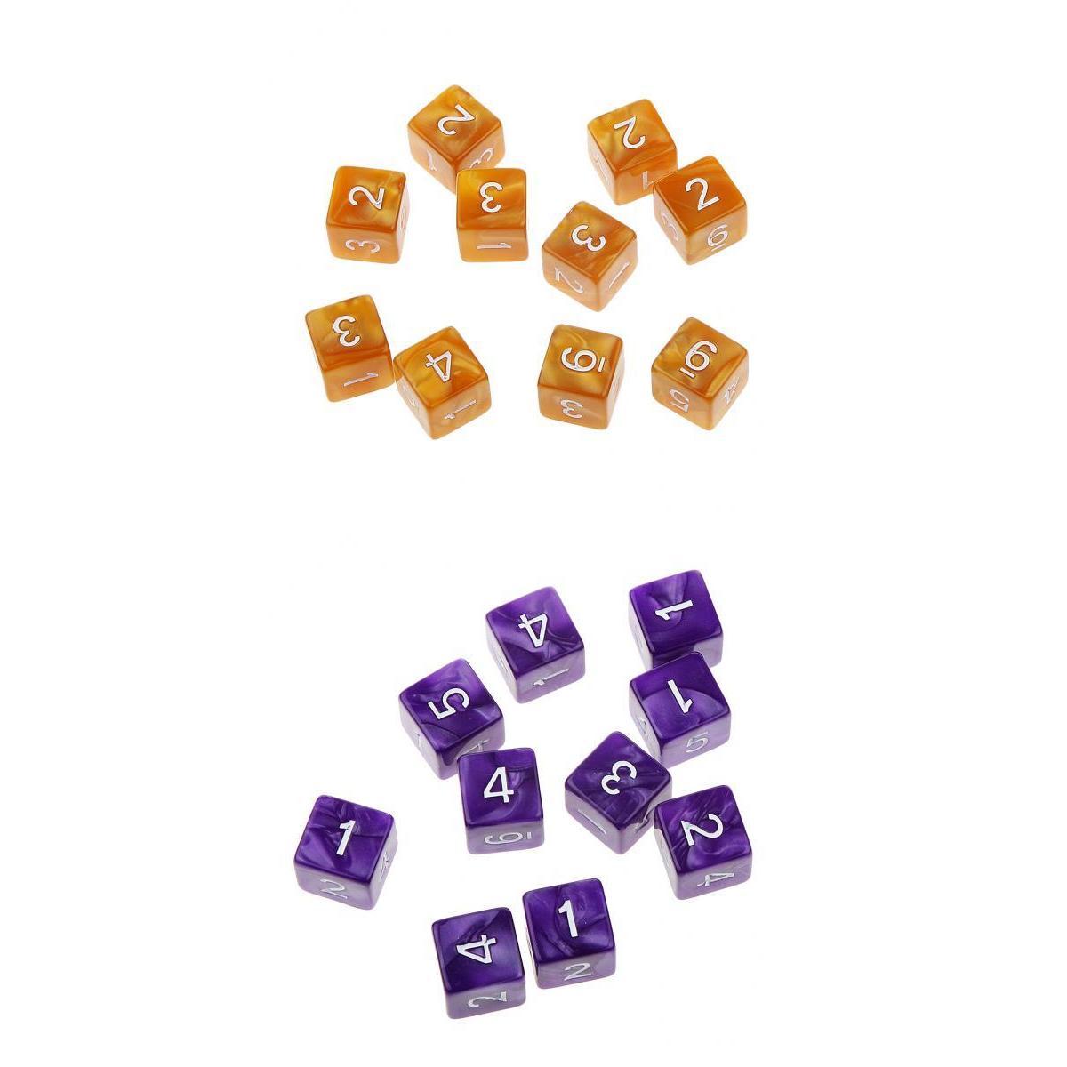 20Piece Six Sided Dice D6 for Playing D&D RPG Party Game Coffee and Purple