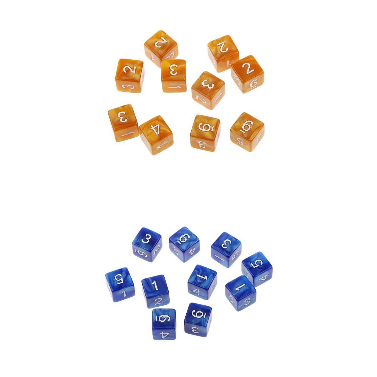 20Piece Six Sided Dice D6 for Playing D&D RPG Party Game Coffee and Blue