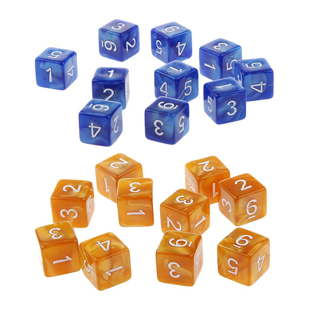 20Piece Six Sided Dice D6 for Playing D&D RPG Party Game Coffee and Blue
