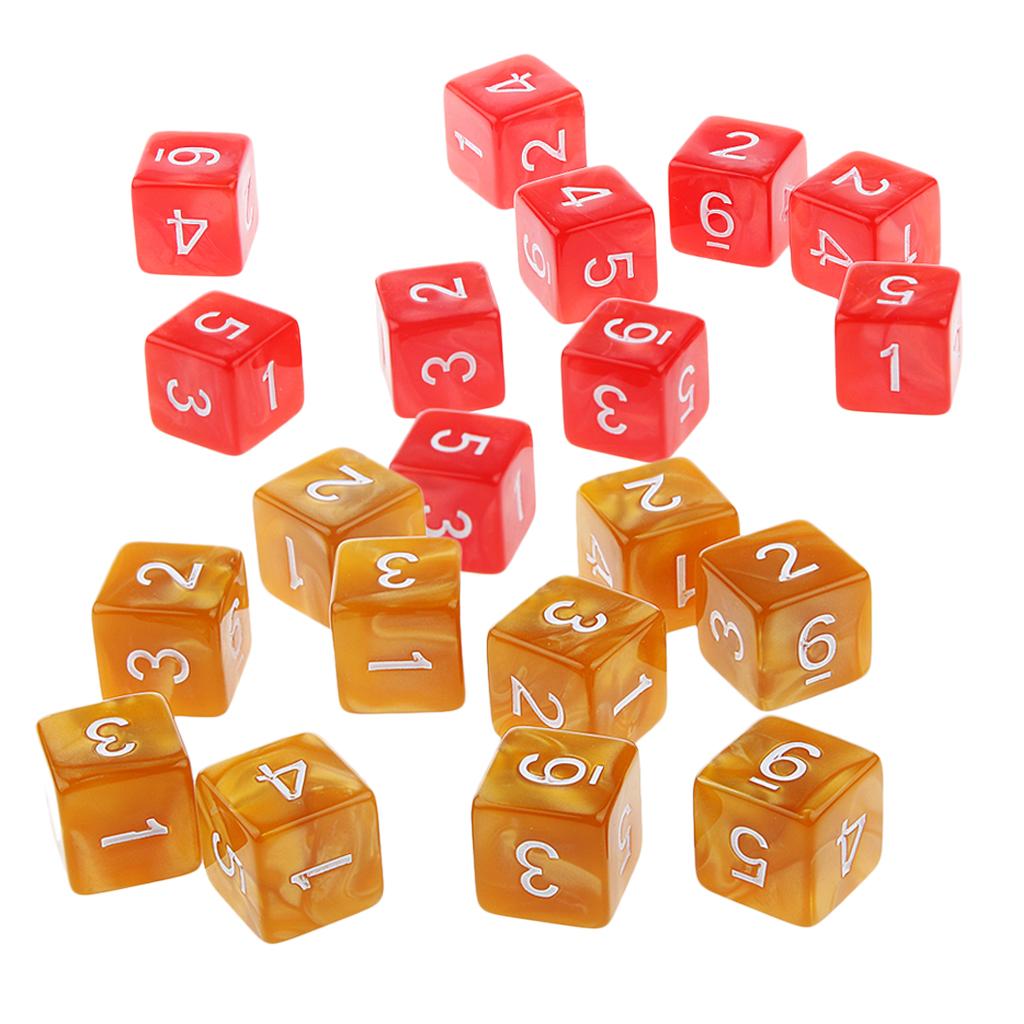 20Piece Six Sided Dice D6 for Playing D&D RPG Party Game Coffee and Red