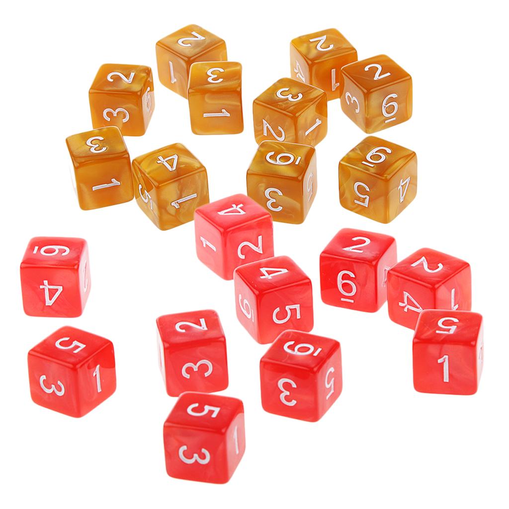 20Piece Six Sided Dice D6 for Playing D&D RPG Party Game Coffee and Red