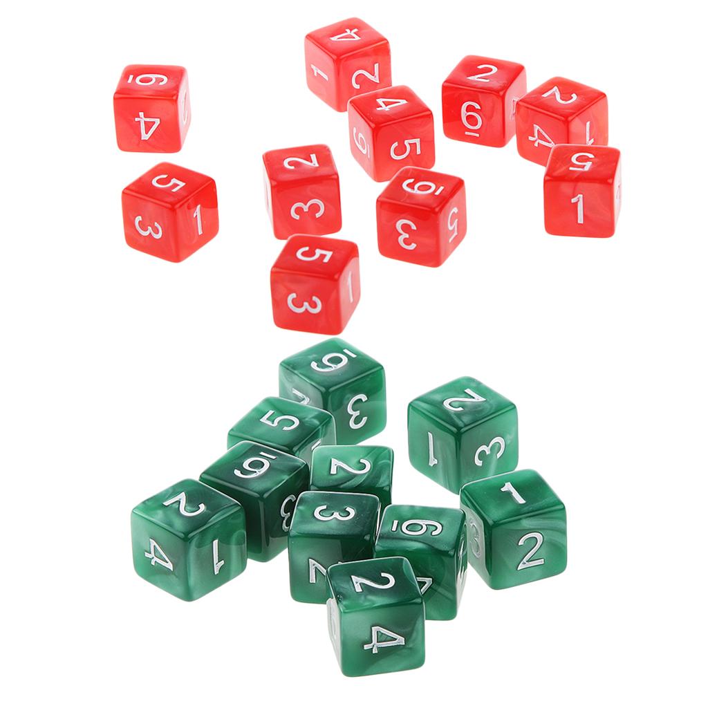 20Piece Six Sided Dice D6 for Playing D&D RPG Party Game Green and Red