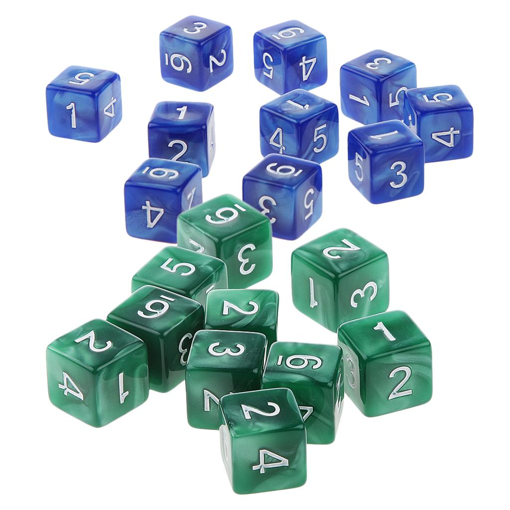 20Piece Six Sided Dice D6 for Playing D&D RPG Party Game Green and Blue