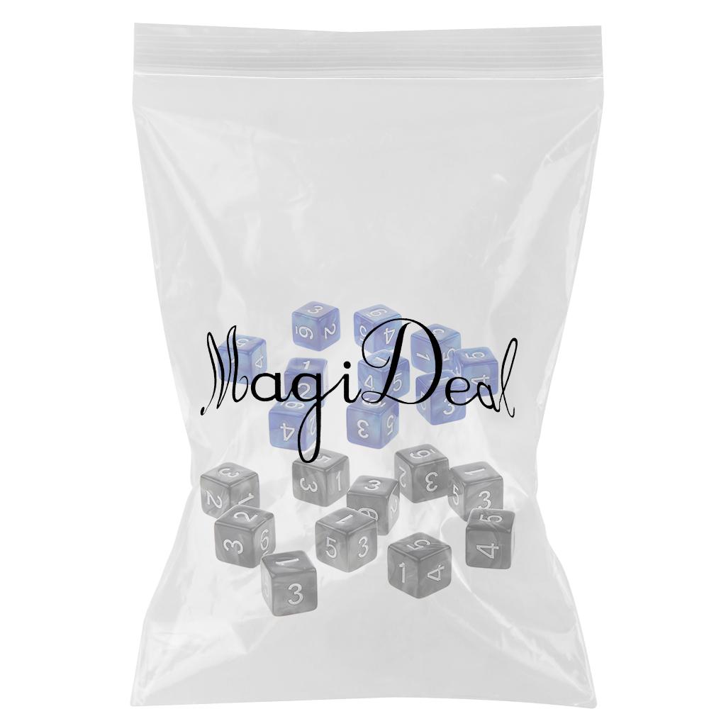 20Piece Six Sided Dice D6 for Playing D&D RPG Party Game Black and Blue