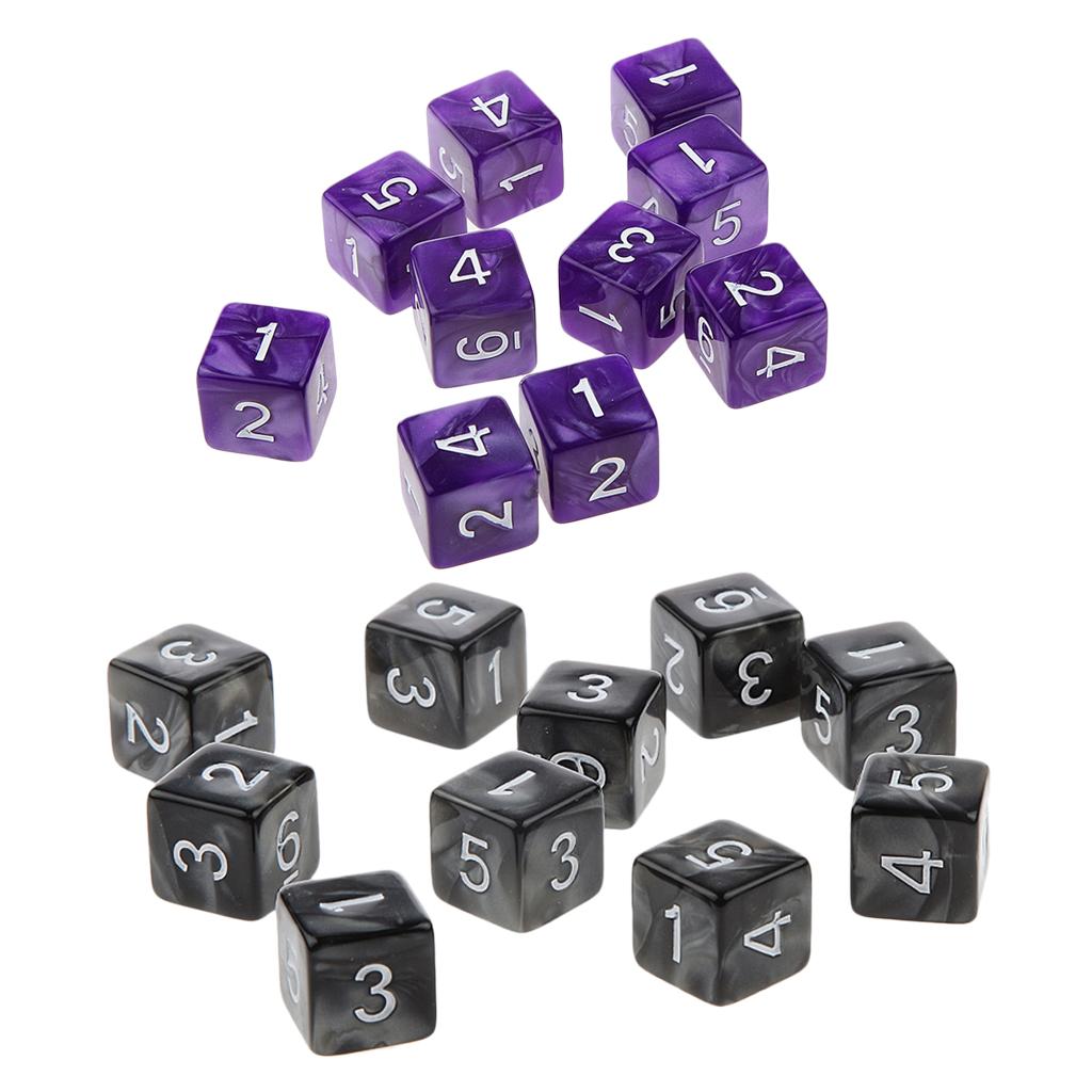 20Piece Six Sided Dice D6 for Playing D&D RPG Party Game Purple and Black
