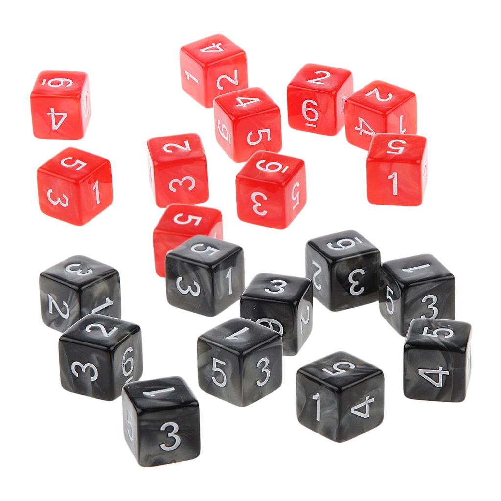 20Piece Six Sided Dice D6 for Playing D&D RPG Party Game Red and Black