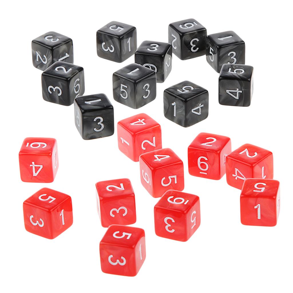 20Piece Six Sided Dice D6 for Playing D&D RPG Party Game Red and Black