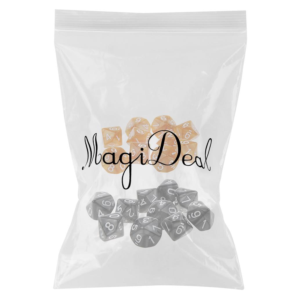 20Piece Ten Sided Dice D10 Die for D&D RPG Party Game Toy Coffee & Black