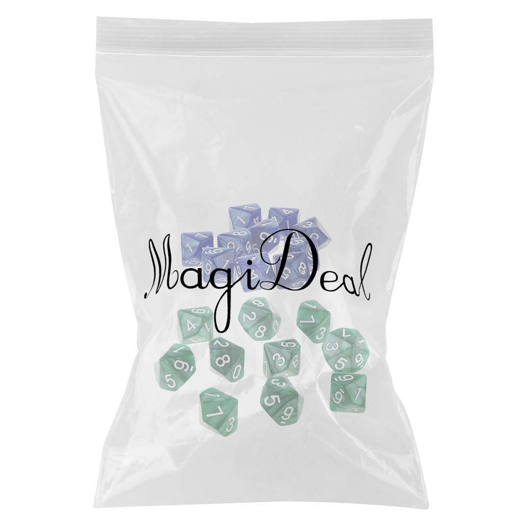 20 Piece Ten Sided Dice D10 Dies for D&D RPG Party Game Toy Green & Blue