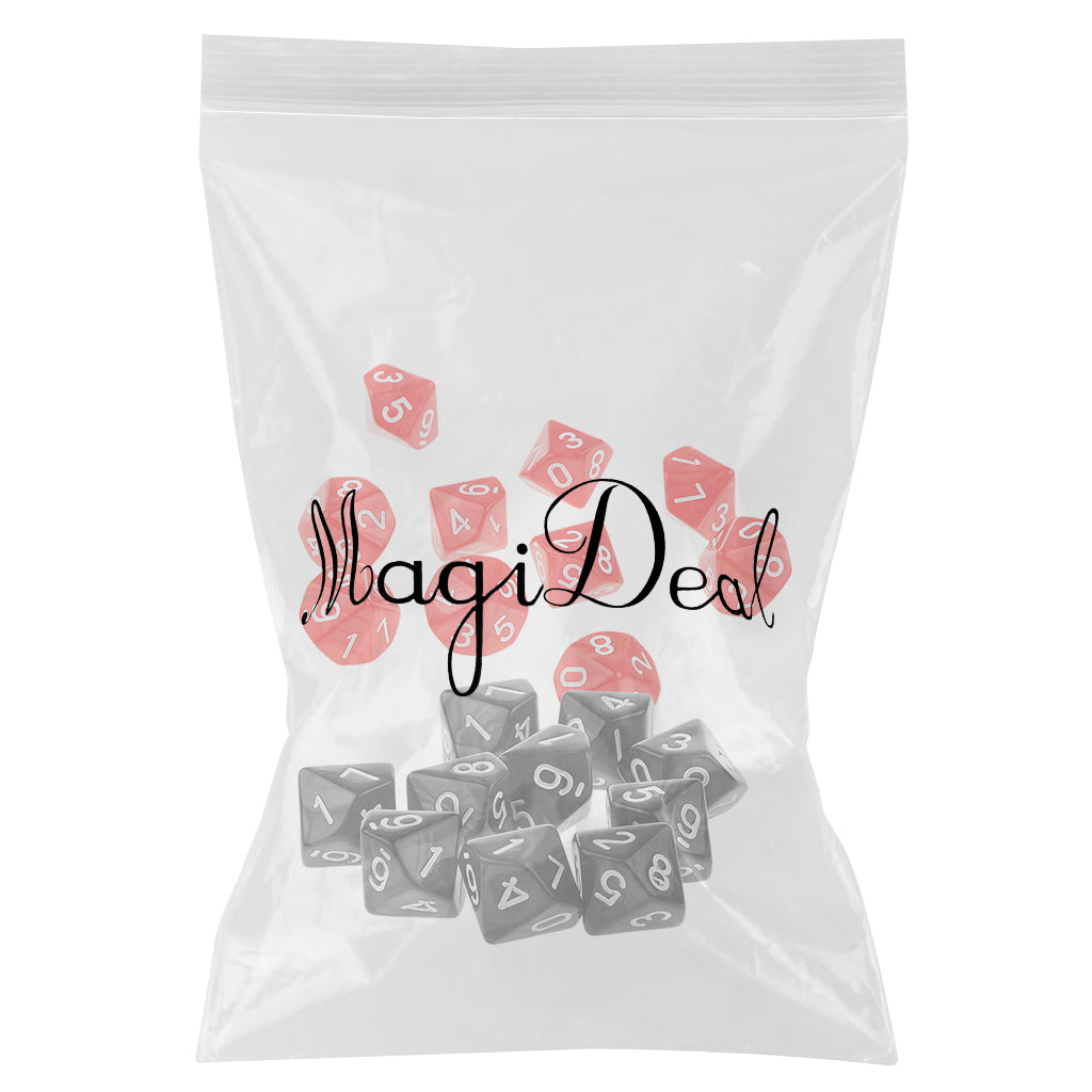 20Piece Ten Sided Dice D10 Dies for D&D RPG Party Game Props Red & Black