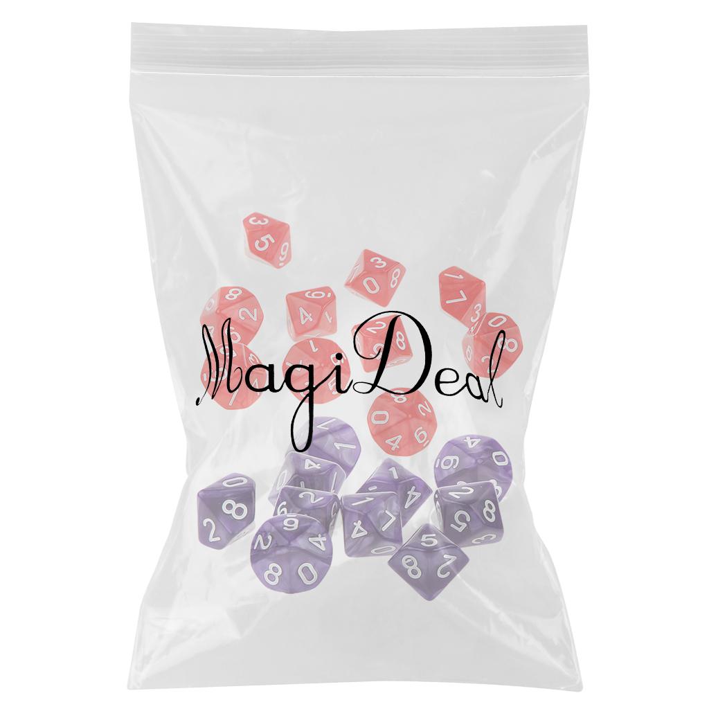 20Piece Ten Sided Dice D10 Dies for D&D RPG Party Game Prop Red & Purple