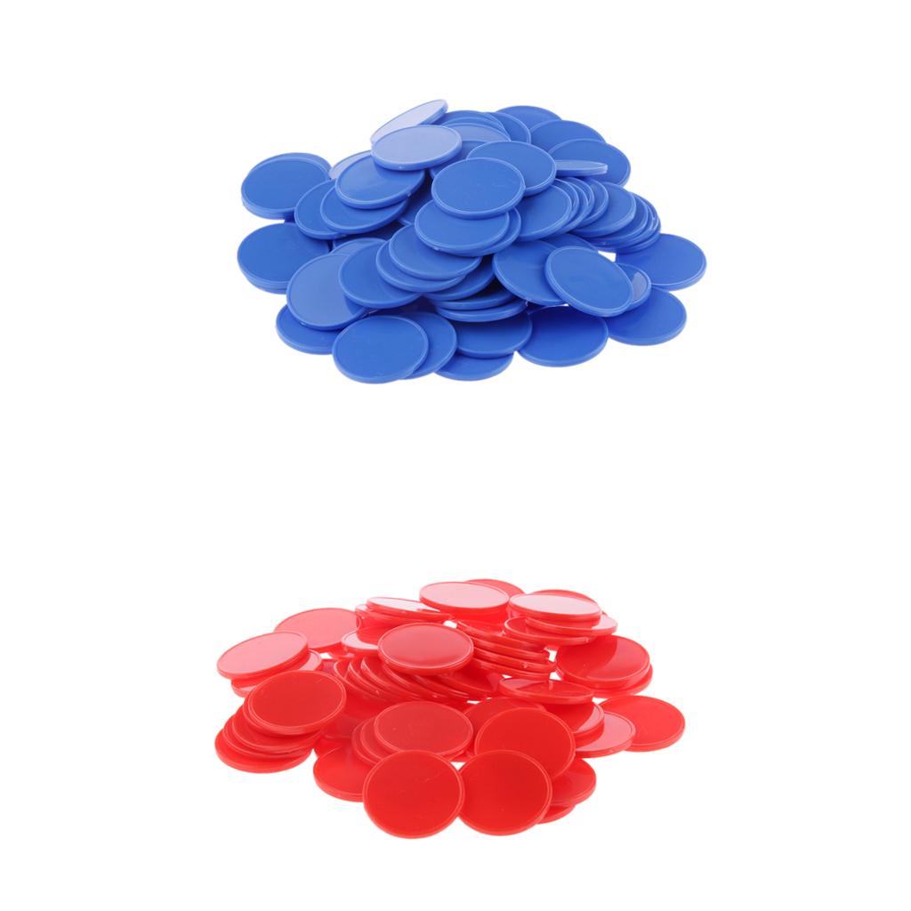 200x Plastic Poker Chips Bingo Markers Tokens Board Game Toy Red Blue