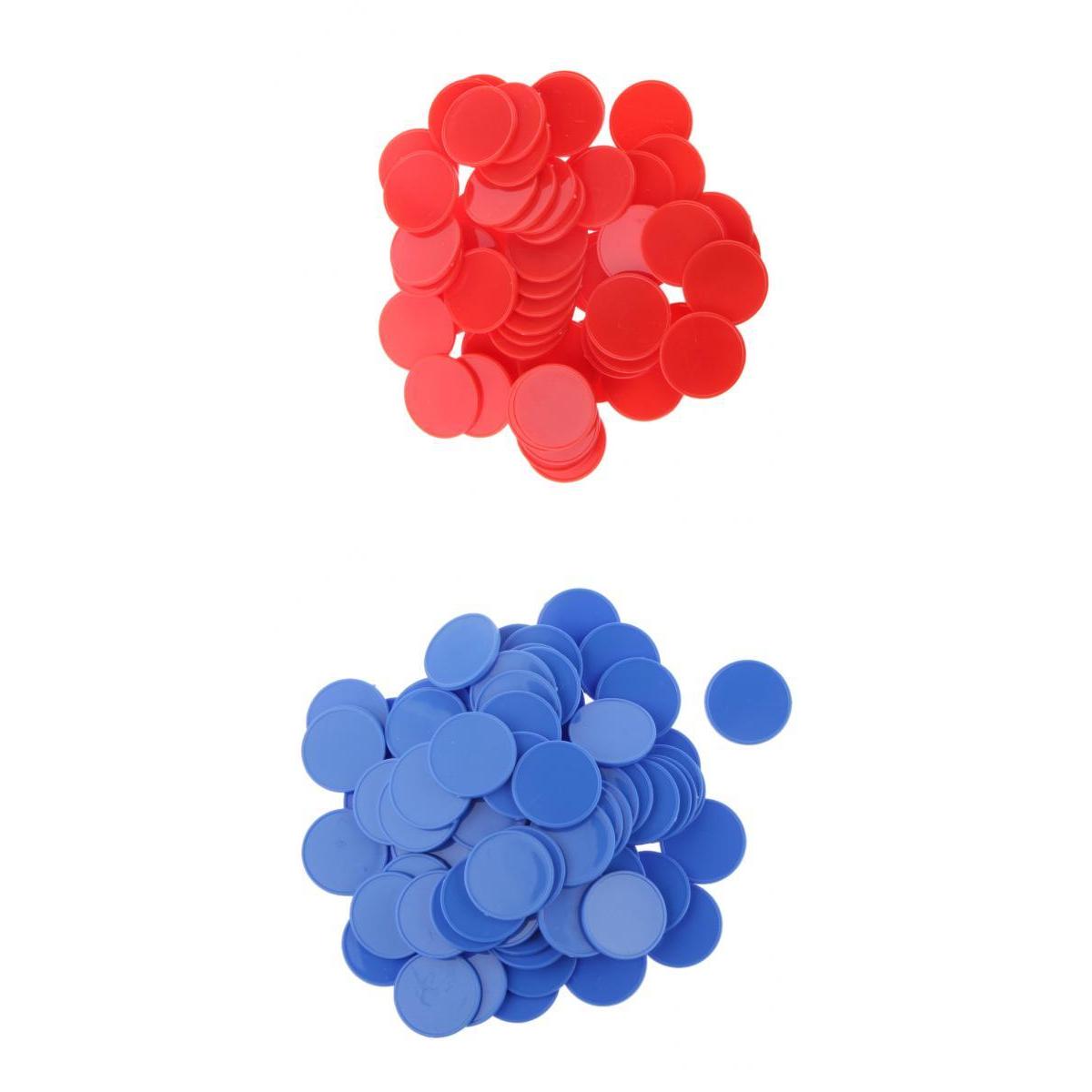 200x Plastic Poker Chips Bingo Markers Tokens Board Game Toy Red Blue