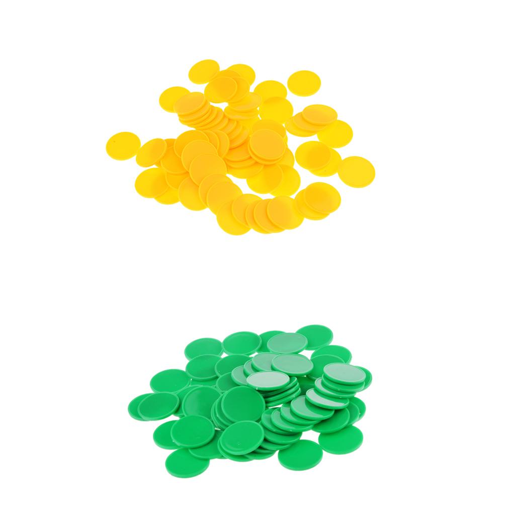 200x Plastic Poker Chips Bingo Markers Tokens Board Game Toy Yellow Green
