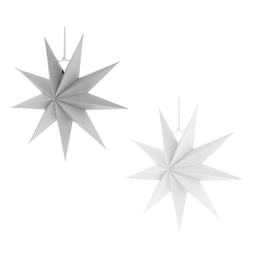 2x Large 3D Paper 9-Point Star Wedding Party Hanging Decor Ceiling Ornaments