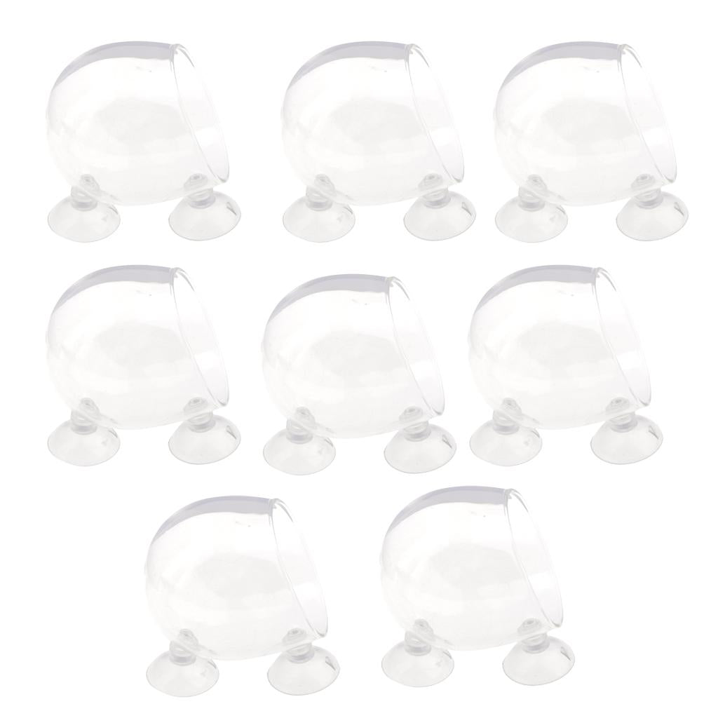 8Pcs Aquatic Plant Crystal Glass Cup Pot for Aquarium Fish Tank Plant Holder