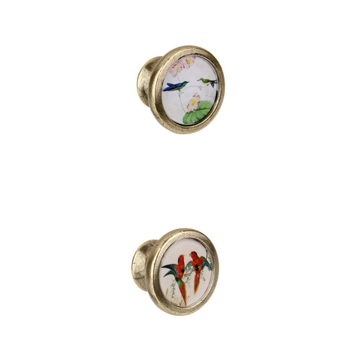2 Pieces Bird Print Cabinet Door Drawer Handles Cupboard Pull Knobs Hardware