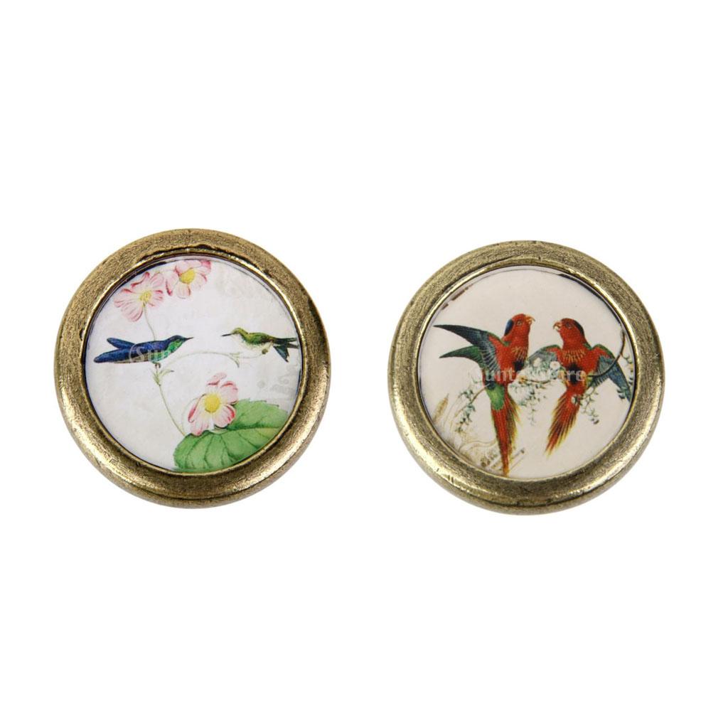 2 Pieces Bird Print Cabinet Door Drawer Handles Cupboard Pull Knobs Hardware