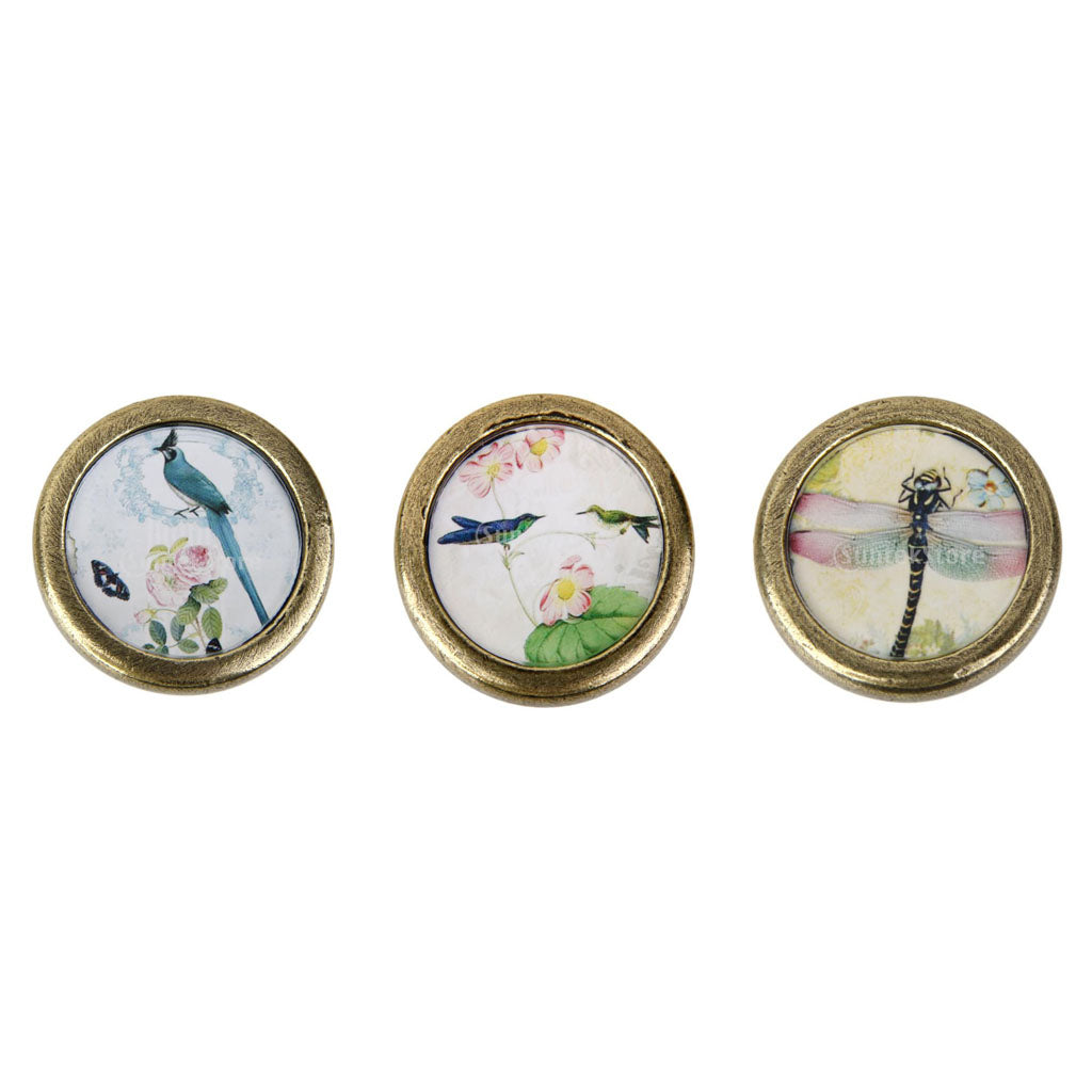 3 Pieces Retro Round Cabinet Door Drawer Handle Pull Knob Furniture Hardware