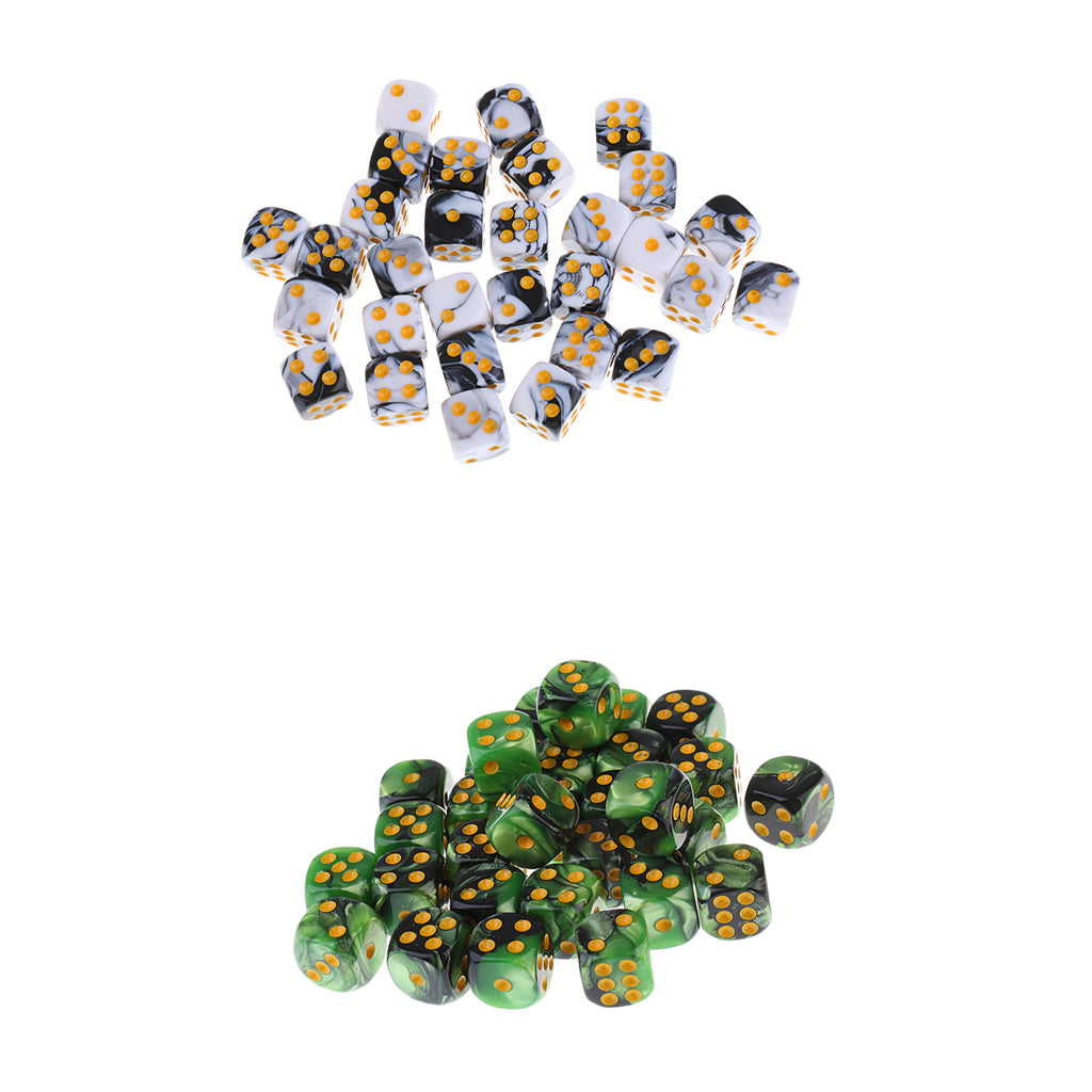 60 Pieces Acrylic 6-sided Spot Dice D6 for Party Bar Table Game Accessory