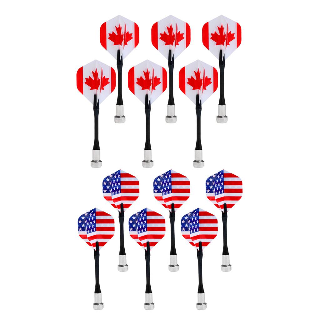 12 Pieces 98mm National Flag Flights Magnetic Darts for Magnet Dartboard