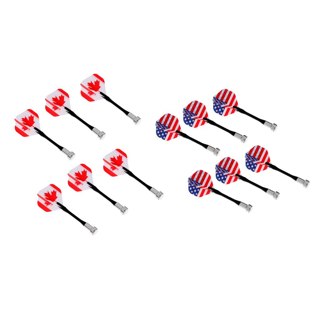 12 Pieces 98mm National Flag Flights Magnetic Darts for Magnet Dartboard