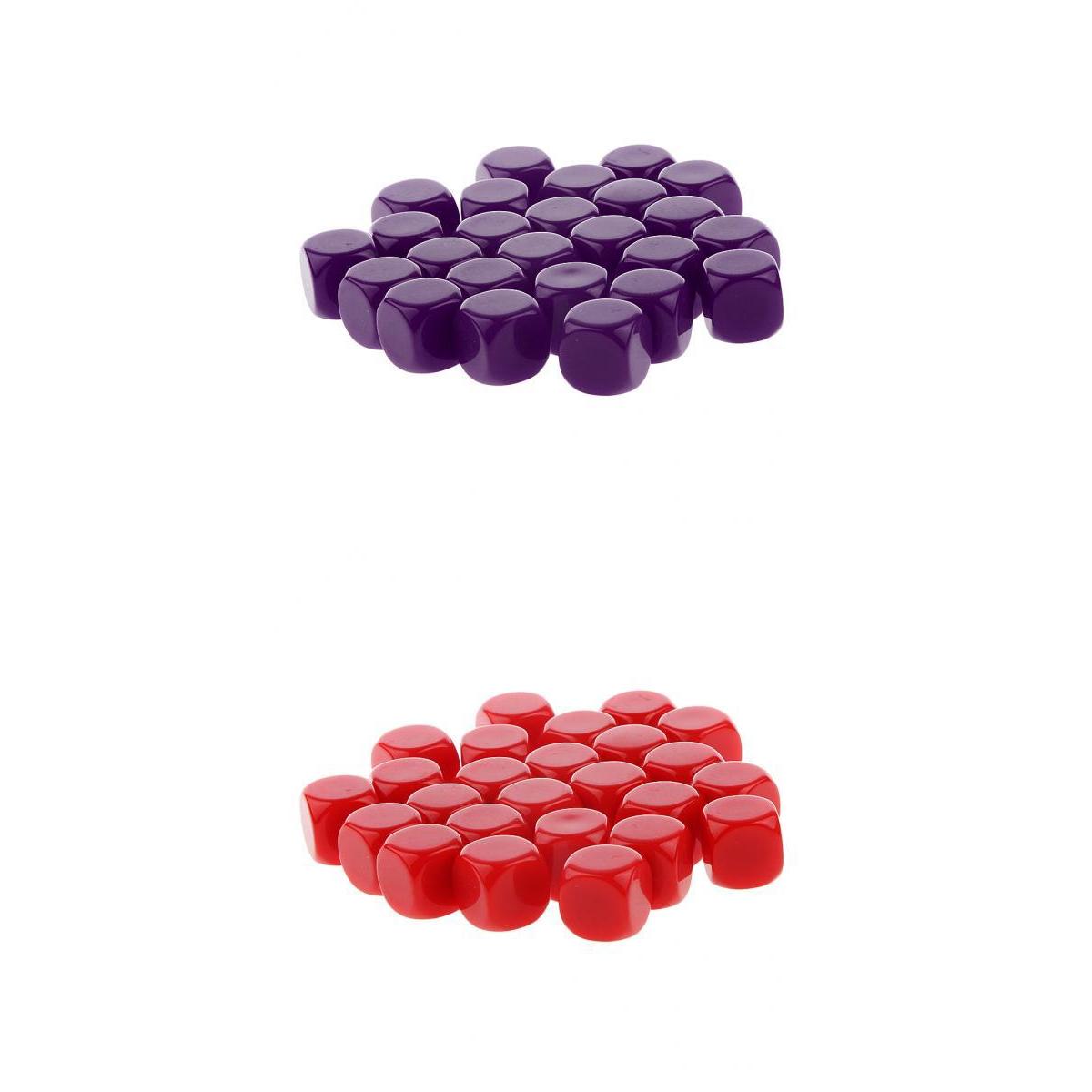 50 Pieces Opaque Blank Dice D6 for D&D RPG Party Games Purple + Red