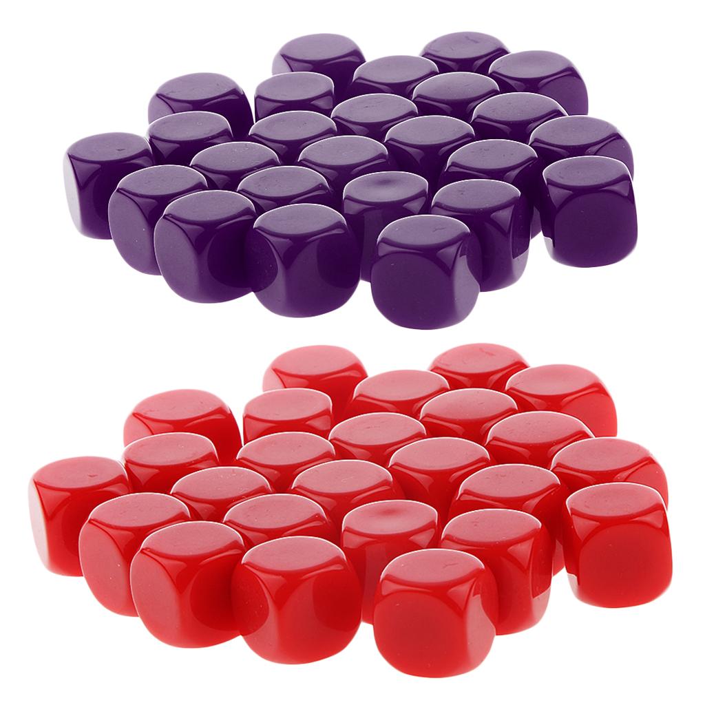 50 Pieces Opaque Blank Dice D6 for D&D RPG Party Games Purple + Red