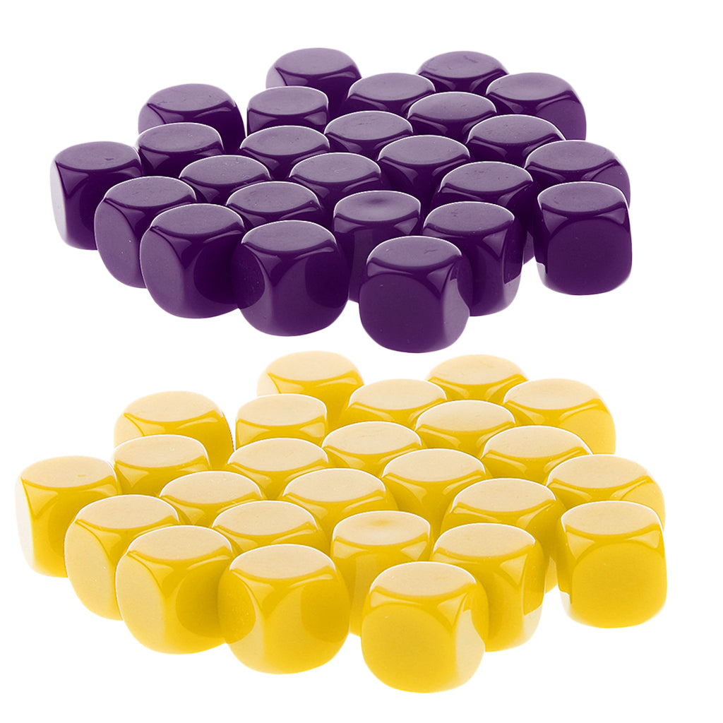 50 Pieces Opaque Blank Dice D6 for D&D RPG Party Games Purple + Yellow
