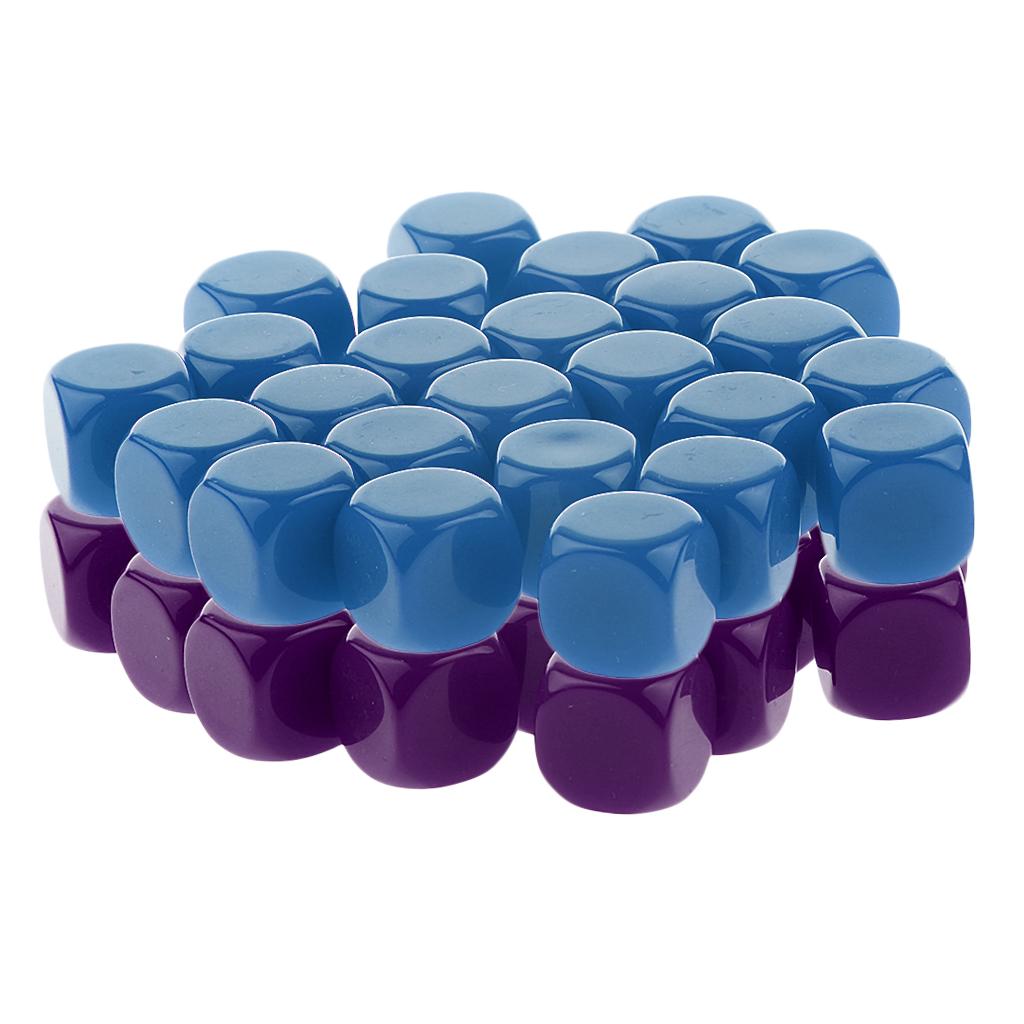 50 Pieces Opaque Blank Dice D6 for D&D RPG Party Games Purple + Blue