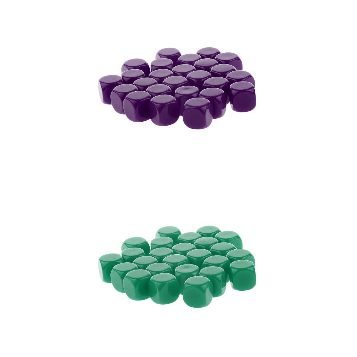 50 Pieces Opaque Blank Dice D6 for D&D RPG Party Games Purple + Green